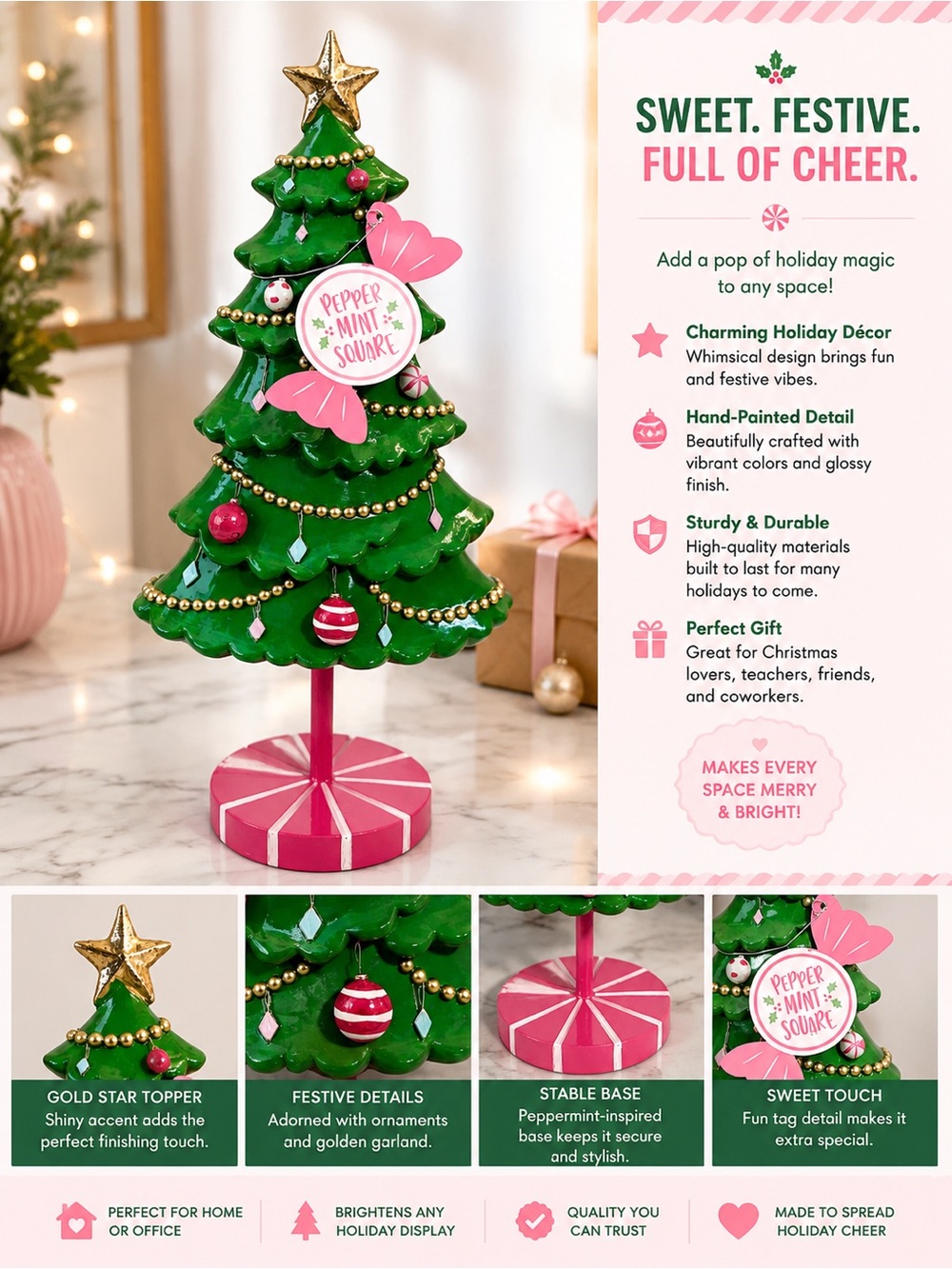 Peppermint Square Decorative Christmas Tree